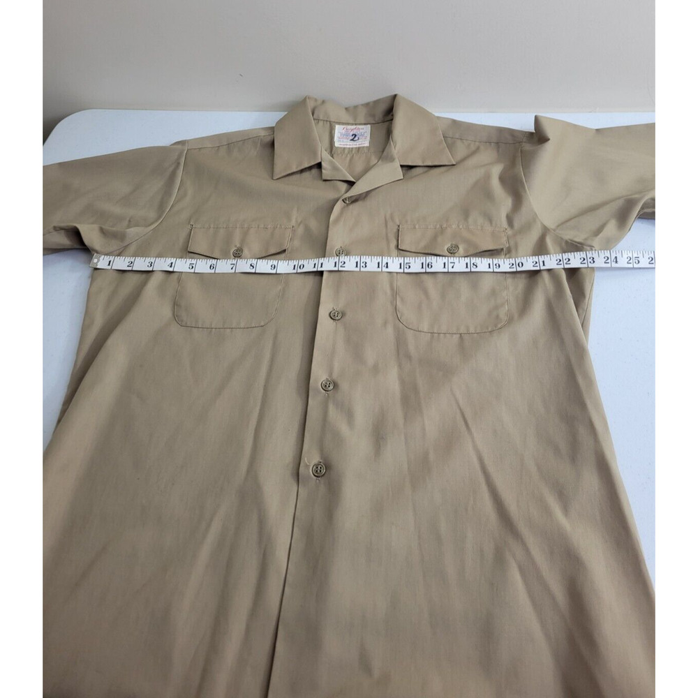 Lot of 2 Military Creighton Tan Army Uniform Button Down Shirts Men's Size M/L - Picture 3 of 8